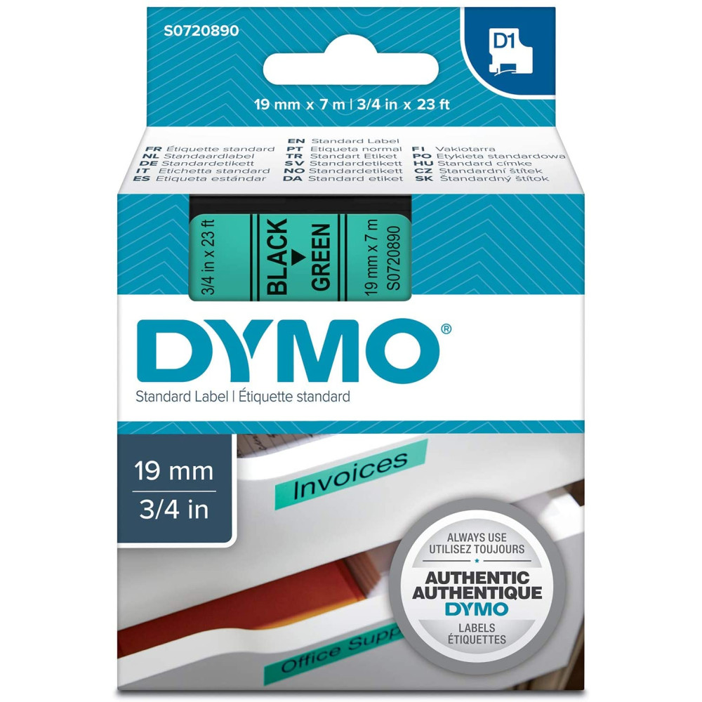 Dymo ruban 19mm x 7m - Noir/vert S0720890