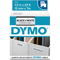 Dymo ruban 1000/12mm - Noir sur blanc 45013