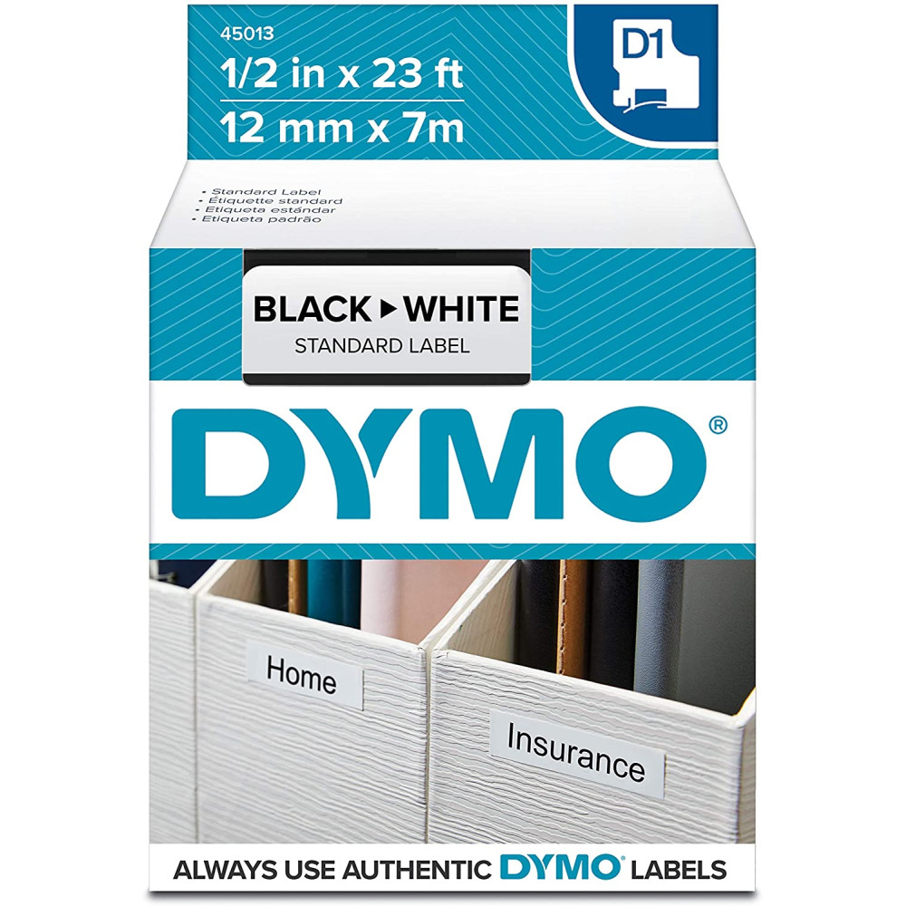 Dymo ruban 1000/12mm - Noir sur blanc 45013
