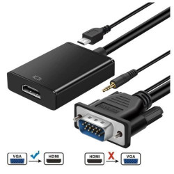 Adaptateur Audio - VGA Vers HDMI - Noir