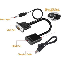 Adaptateur Audio - Video - VGA Mâle Vers HDMI Femelle