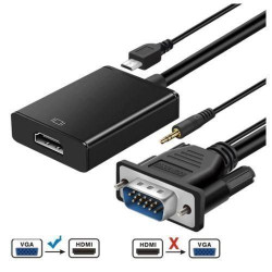 Adaptateur Audio - Video - VGA Mâle Vers HDMI Femelle