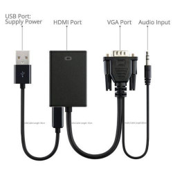 Adaptateur Audio - Video - VGA Mâle Vers HDMI Femelle