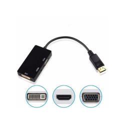 Convertisseur Adaptateur 3en 1 Displayport vers VGA DVI HDMI