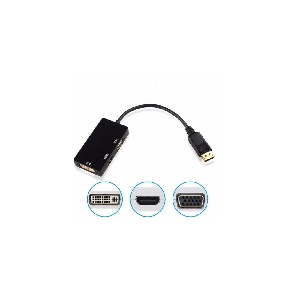 Convertisseur Adaptateur 3en 1 Displayport vers VGA DVI HDMI