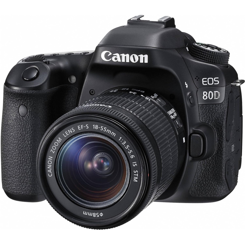 Appareil Photo Reflex Canon EOS 80D + Objectif 18-55LS STM Noir