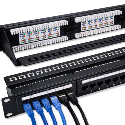 Panneau de Brassage 24 Ports RJ45 CAT 6 Equipe - ENS-PA24P6E