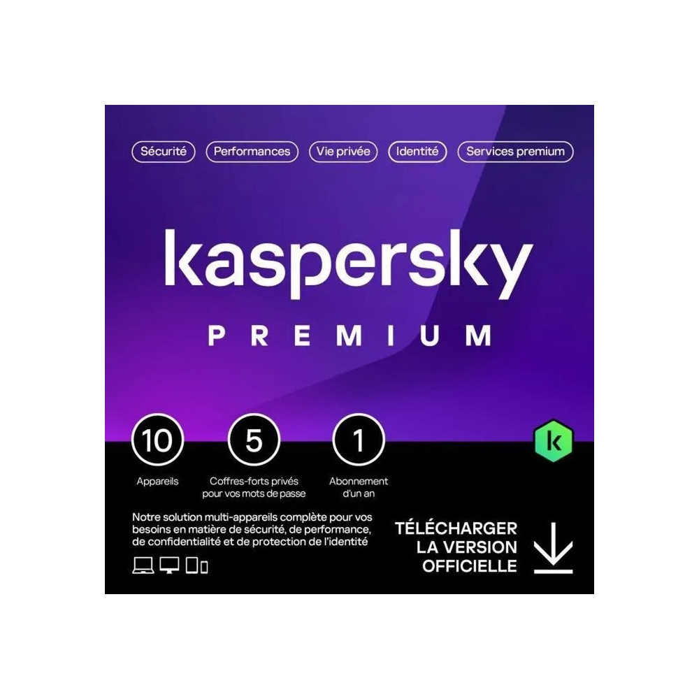 Kaspersky Premium 2024 - (10 Postes - 1 An) Kaspersky Premium 2024 - (10 Postes - 1 An)