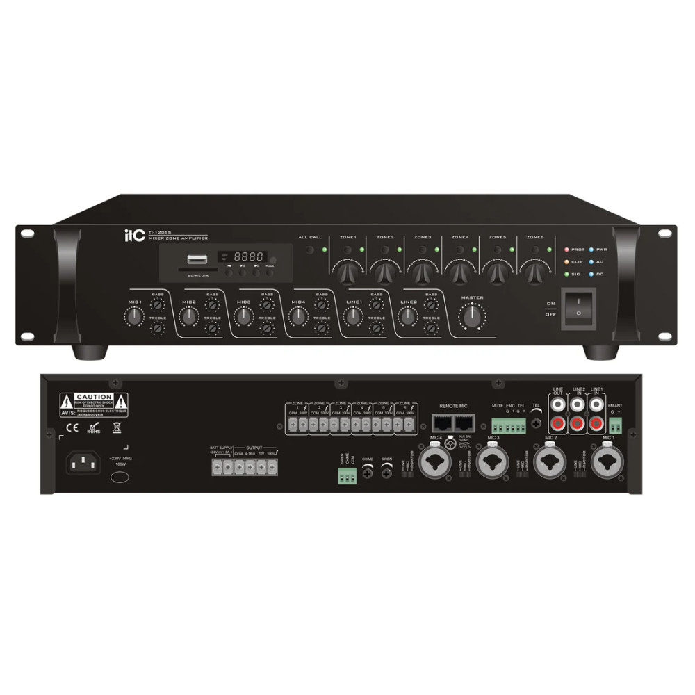 Amplificateur mélangeur 6 zones avec Mp3 ITC - TI-5006S