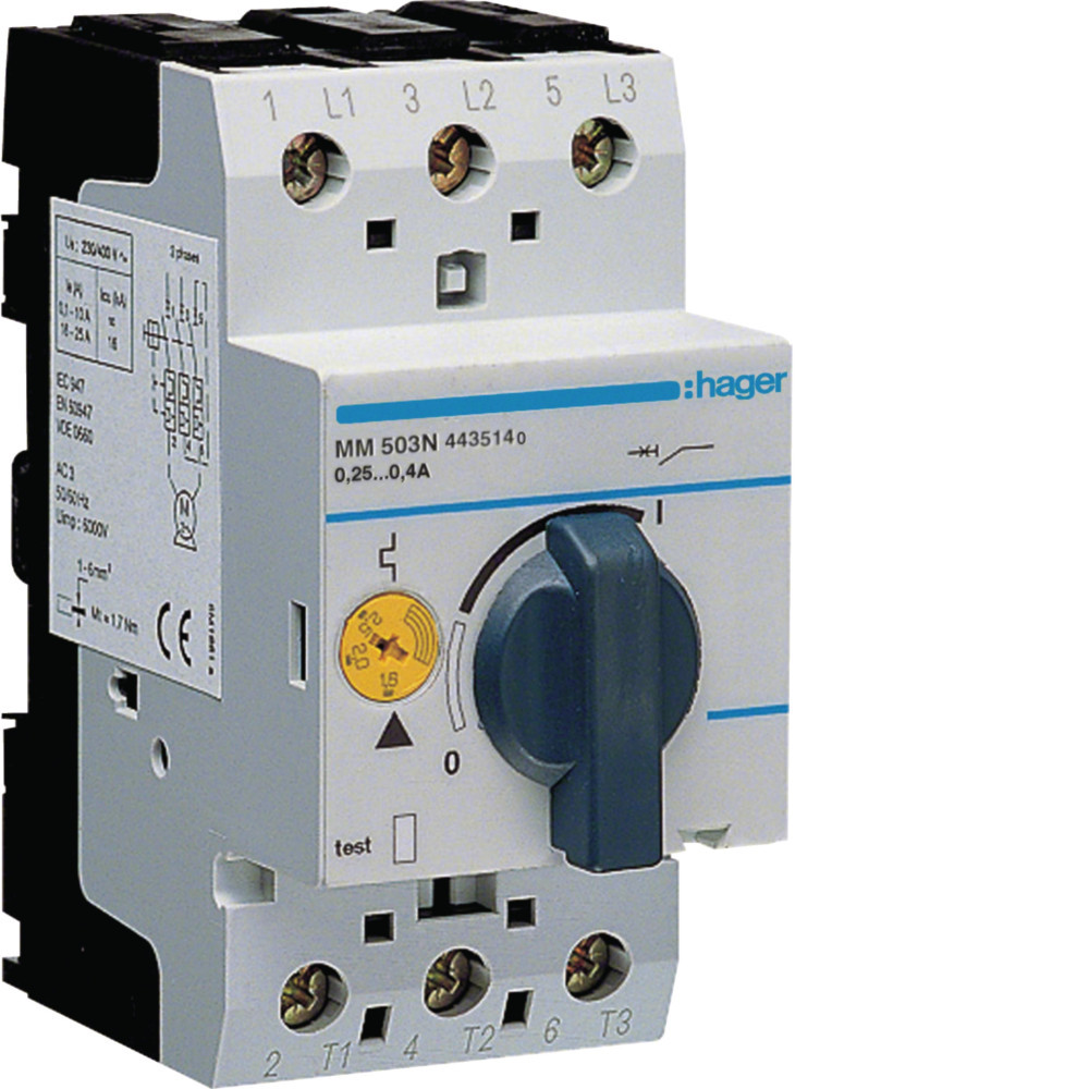 Disjoncteur moteur 0,25-0,4A Hager - MM503N