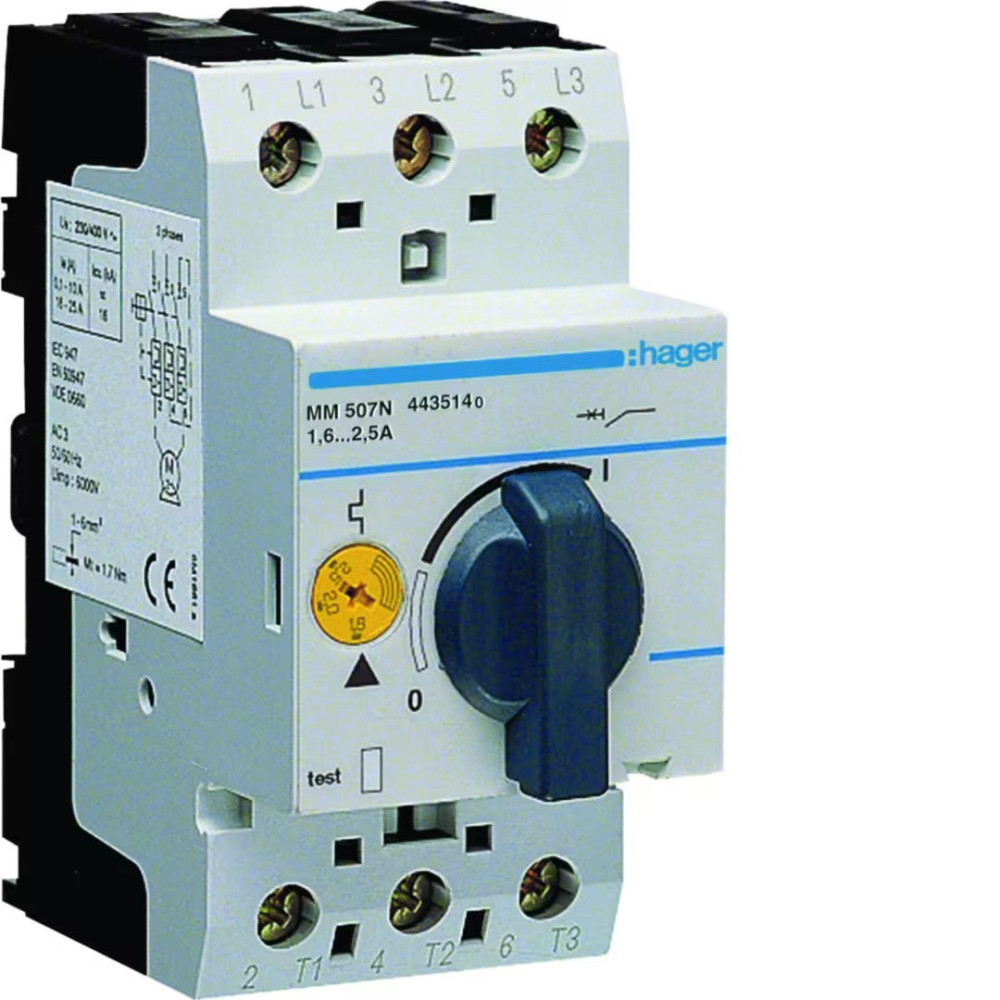 Disjoncteur moteur 1,6 - 2,5A Hager - MM507N