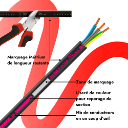 Câble électrique U-1000 R2V 5G10² mm Distingo - Couronne /