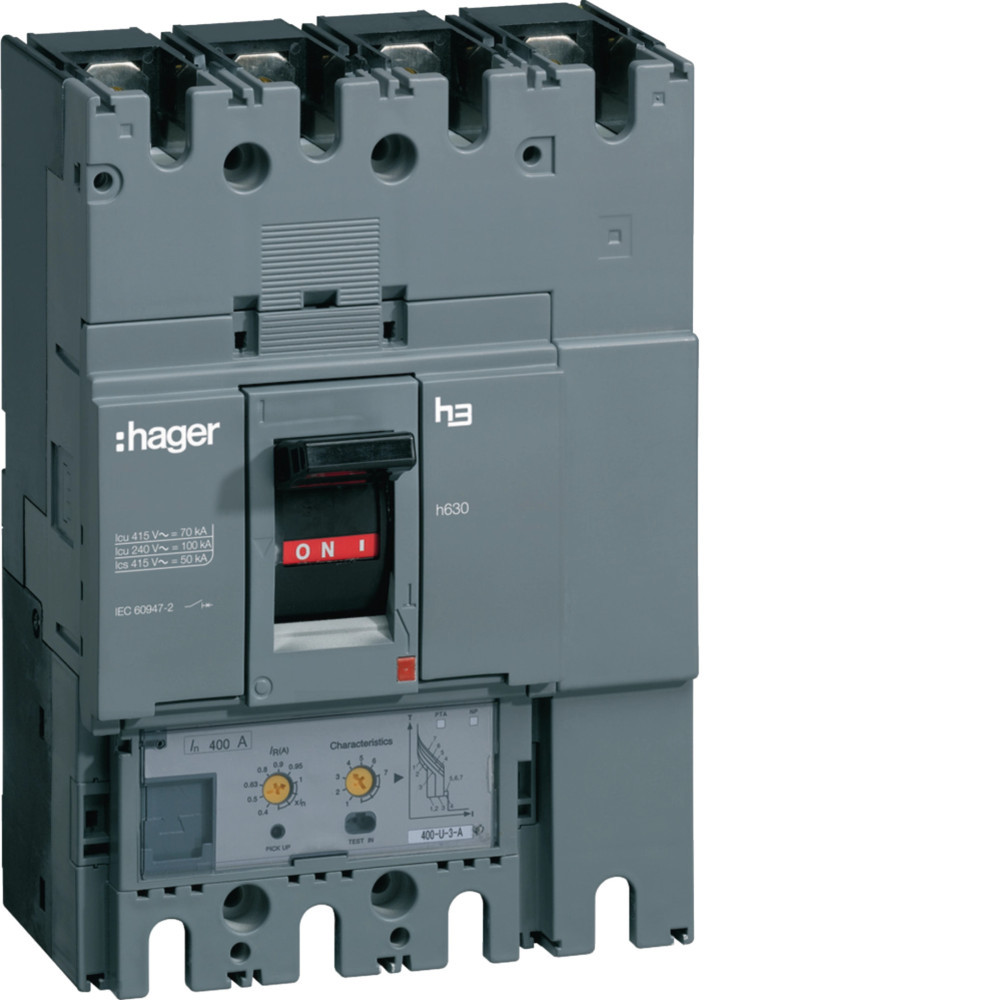 Disjoncteur boîtier moulé h630 4P 50kA 400A LSI Hager - HND401H