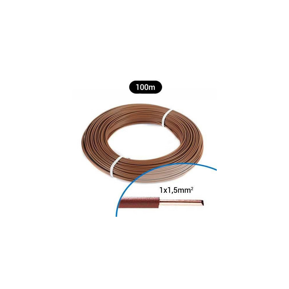 Fil électrique rigide H07VU 1.5² marron - Couronne/Rouleau de