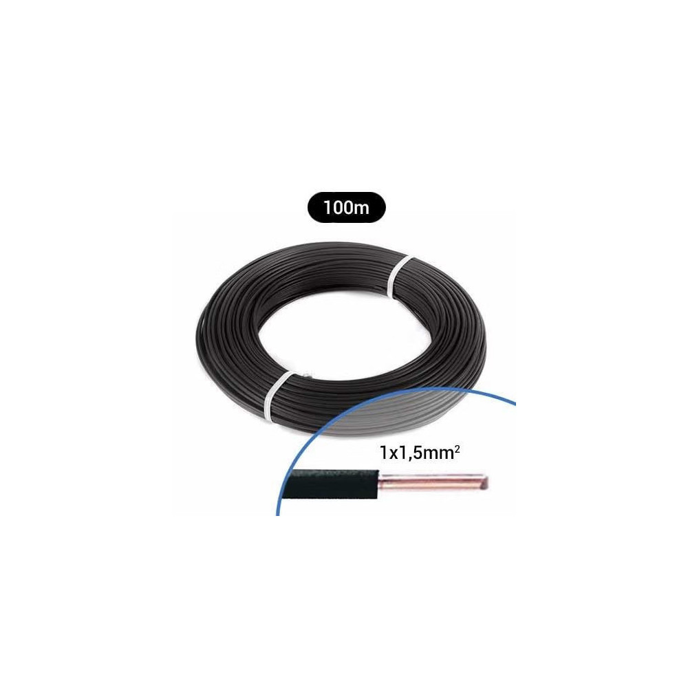 Fil électrique rigide H07VU 1.5² noir - Couronne/Rouleau de