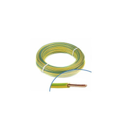 Fil électrique rigide H07VU 1.5² vert / jaune -