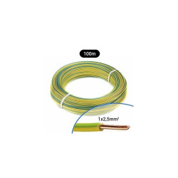 Fil électrique rigide H07VU 2.5² vert / jaune -