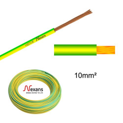 Fil électrique rigide H07VR 10mm² vert/jaune - Couronne/Rouleau