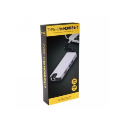 Adaptateur Type-C Vers HDMI 8 En 1 – Gris/Noir
