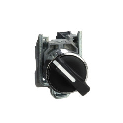 Bouton poussoir tournant manette - Ø22 - 2 pos fix - noir - 1F