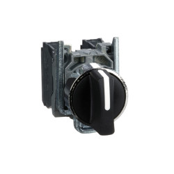 Bouton tournant à manette - Ø22 - 3 pos rap C - noir - 2F – vis