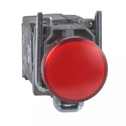 Bouton poussoir voyant lumineux DEL - Ø22 - rouge - 230V - vis