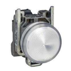 Bouton voyant lumineux DEL - Ø22 - blanc - 230V - vis étrier