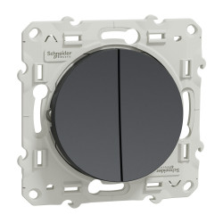 Interrupteur double va-et-vient anthracite et plaque de
