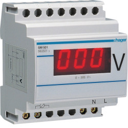 Voltmètre digital plage de mesure 0-500V - Hager - SM501