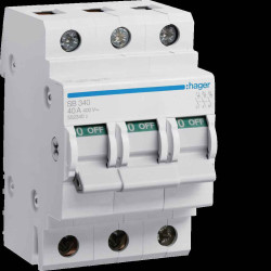 Interrupteur sectionneur 40A 3P 2 modules 400V - HAGER - SB340