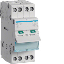 Interrupteur sectionneur 25A 250V 4P 2 modules - HAGER - SB425F